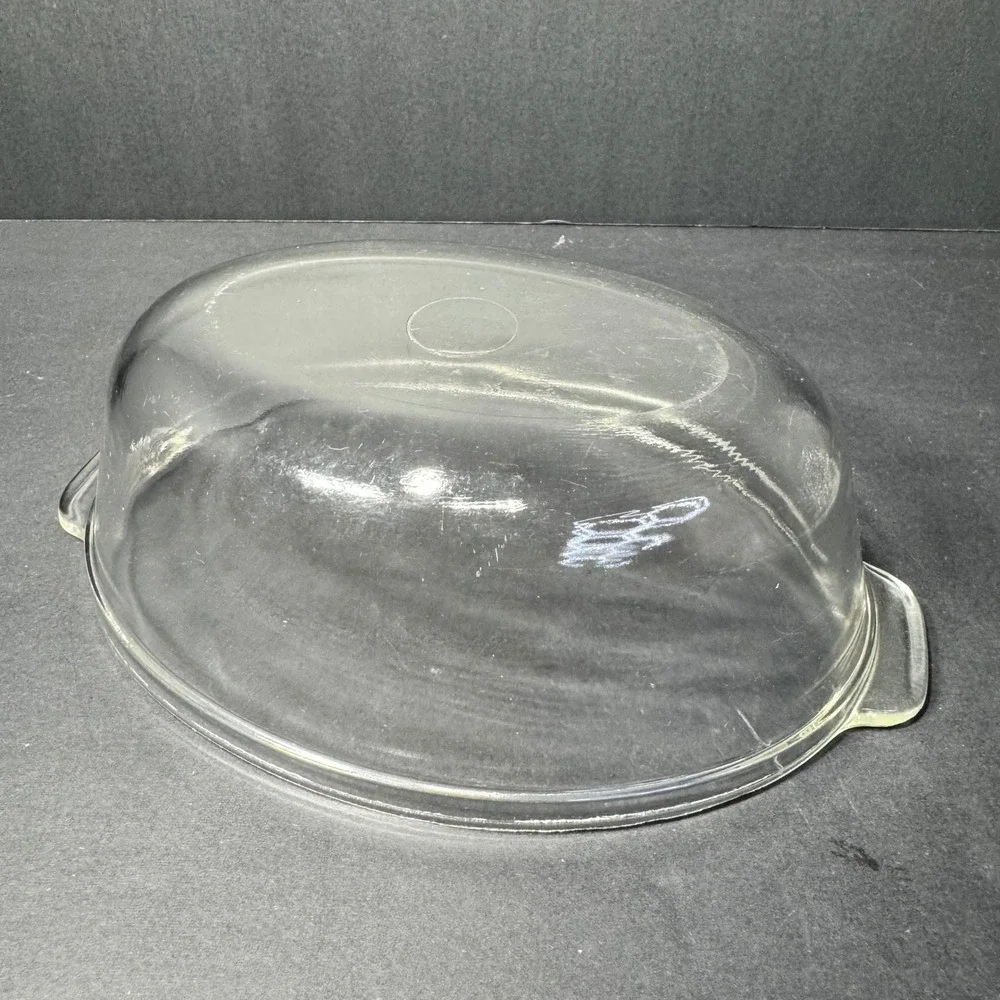 Vintage Pyrex 043 Clear Glass Oval Casserole Dish with Lid 1.5 Quart USA Made‎